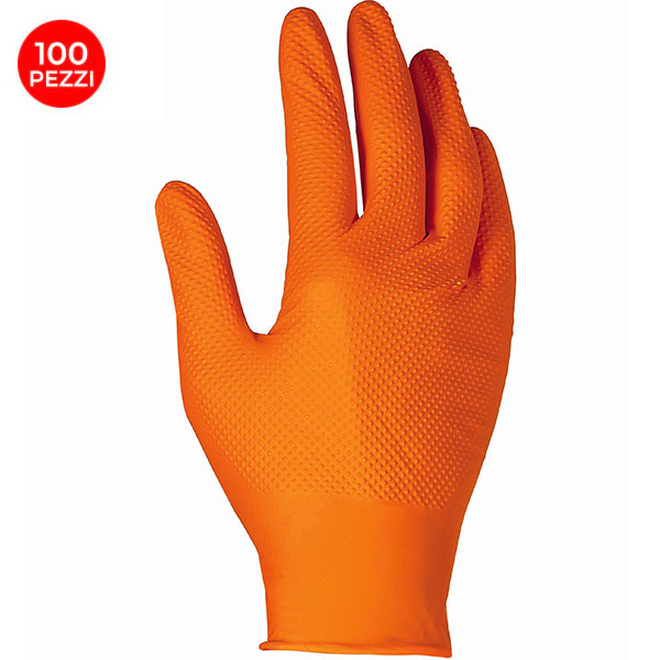 U-POWER Guanti ONE Shot in Nitrile Colore Arancio CONF.DA PZ.100